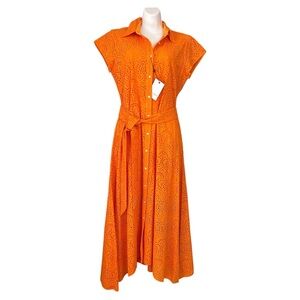 NWT Robert Graham Womens 10 Maxi Dress Vivienne Burnt Orange Eyelet Mother's Day